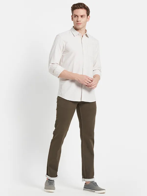 Men Peach-Coloured Casual Shirt