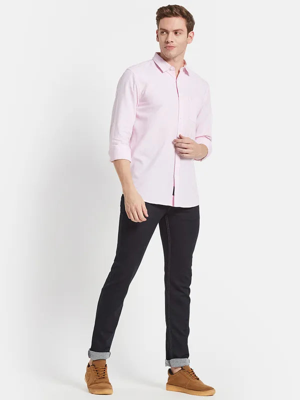 Men Pink Solid Casual Shirt