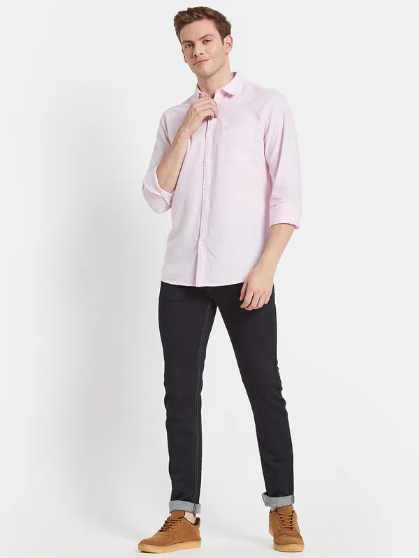 Men Pink Solid Casual Shirt