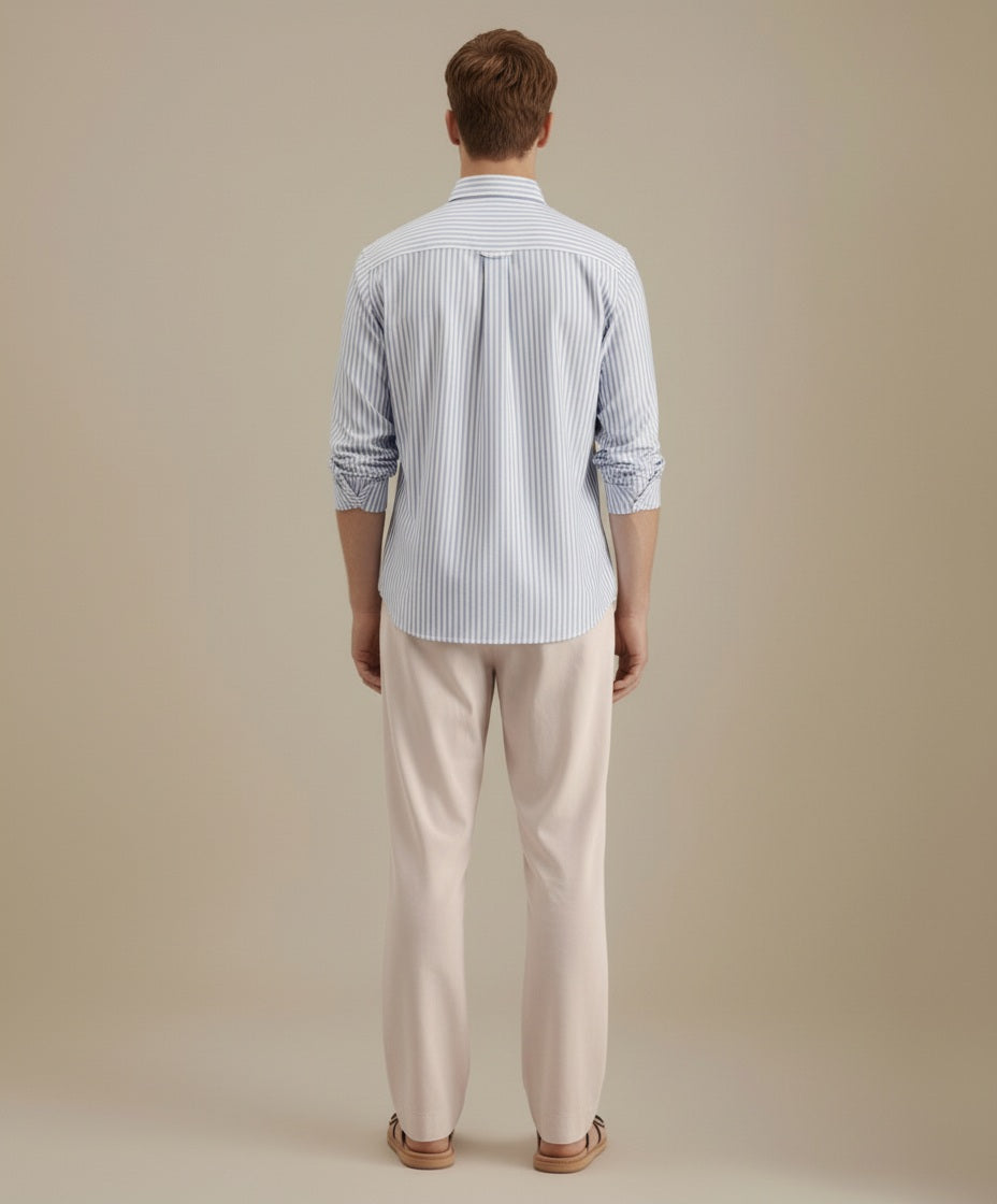 Men Multi Stripes Polo Neck  Casual Shirt