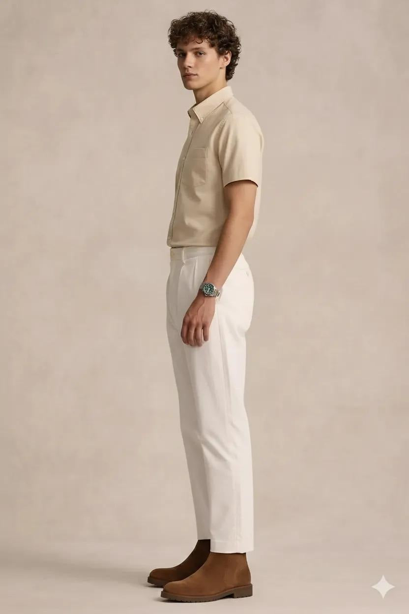 Men Polo Neck Solid Casual Shirt