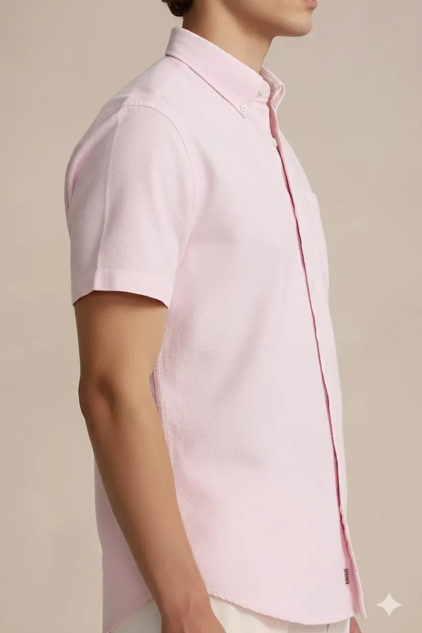 Men Polo Neck Solid Casual Shirt