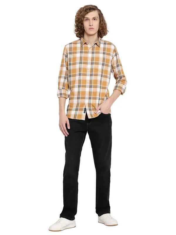 Mettle Men Tartan Checks Cotton Casual Shirt