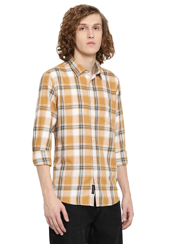 Mettle Men Tartan Checks Cotton Casual Shirt