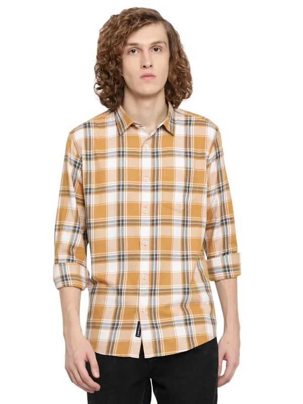 Mettle Men Tartan Checks Cotton Casual Shirt