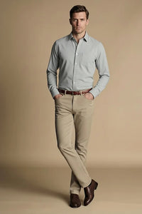Men Fern Solid Polo Neck Casual Shirt