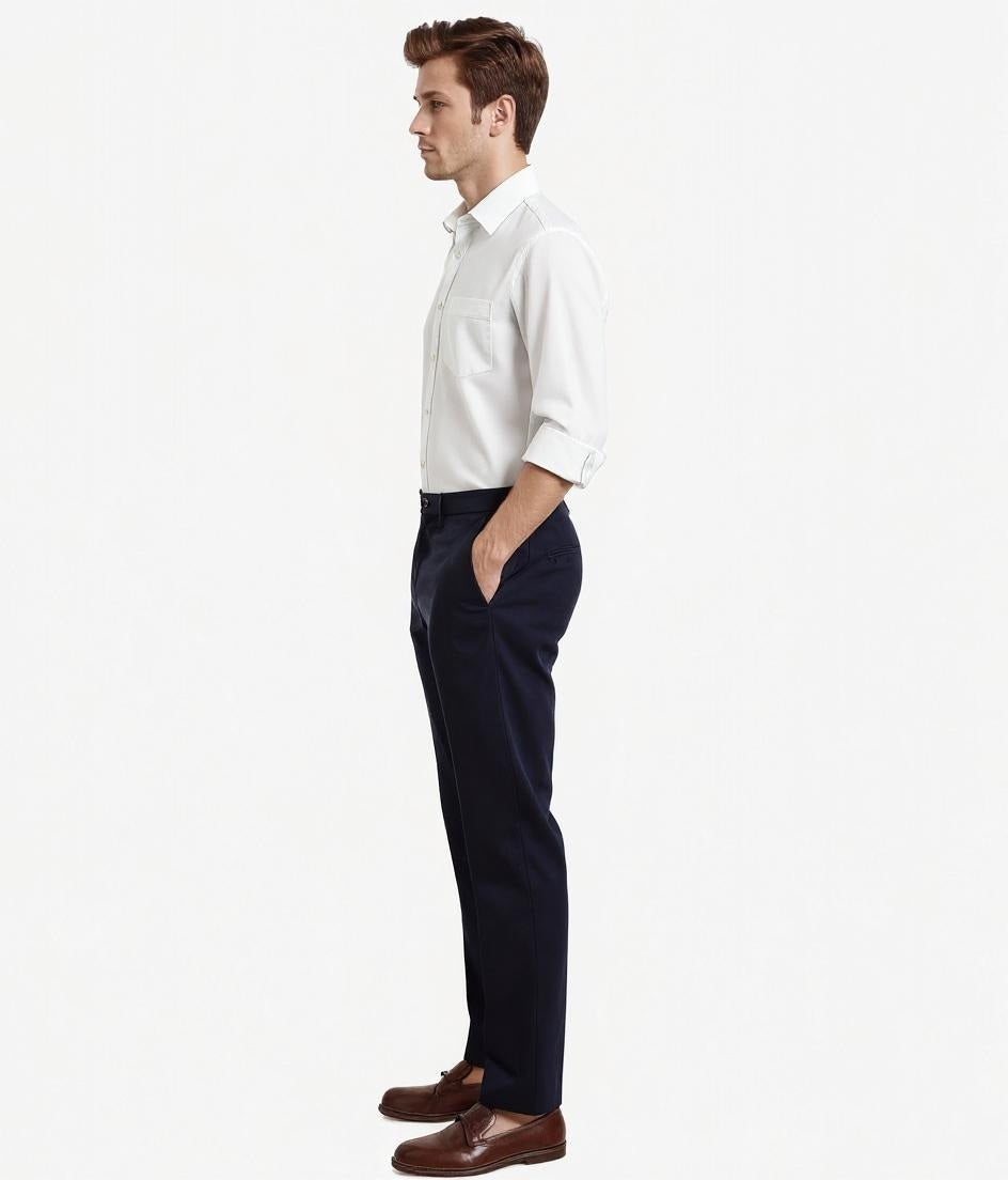 Men White Solid Polo Neck Casual Shirt