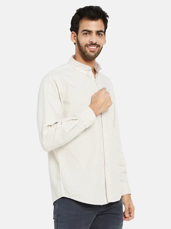 Mettle Men Cream-Coloured Opaque Casual Shirt