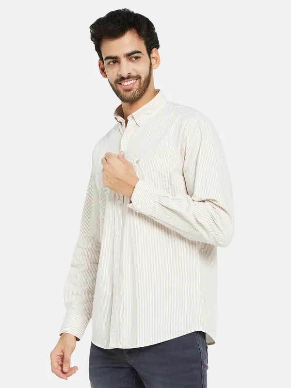 Mettle Men Cream-Coloured Opaque Casual Shirt