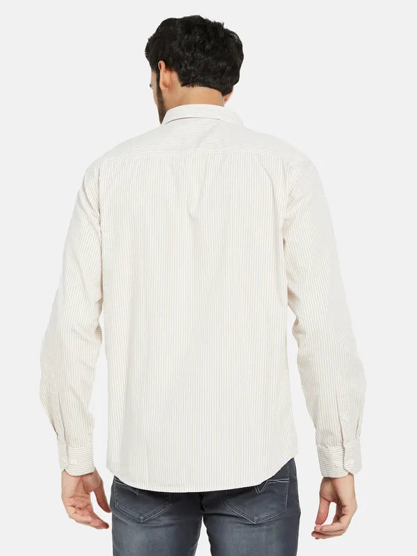 Mettle Men Cream-Coloured Opaque Casual Shirt