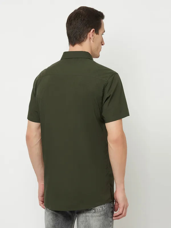 Mettle Men Olive Green Casual Shirt