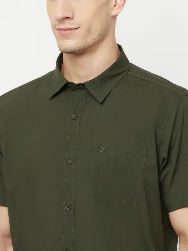 Mettle Men Olive Green Casual Shirt