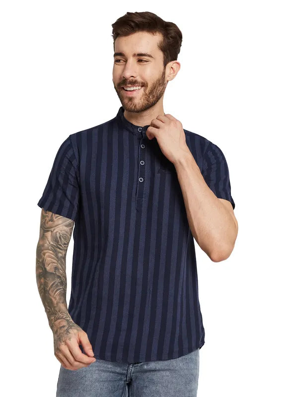 Mettle Men Opaque Striped Casual Shirt