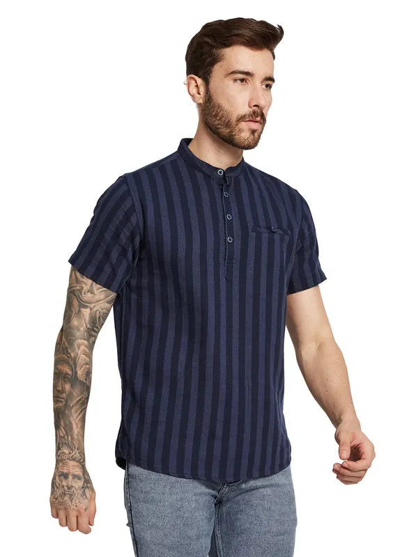 Mettle Men Opaque Striped Casual Shirt