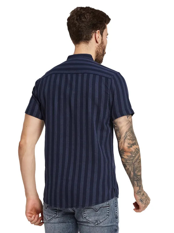 Mettle Men Opaque Striped Casual Shirt