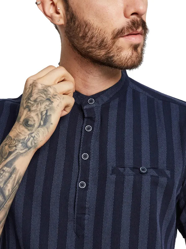 Mettle Men Opaque Striped Casual Shirt