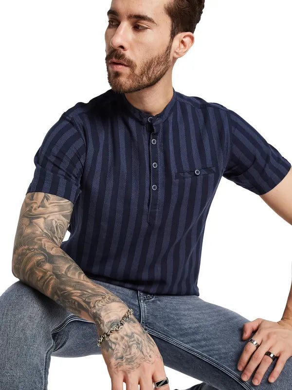 Mettle Men Opaque Striped Casual Shirt