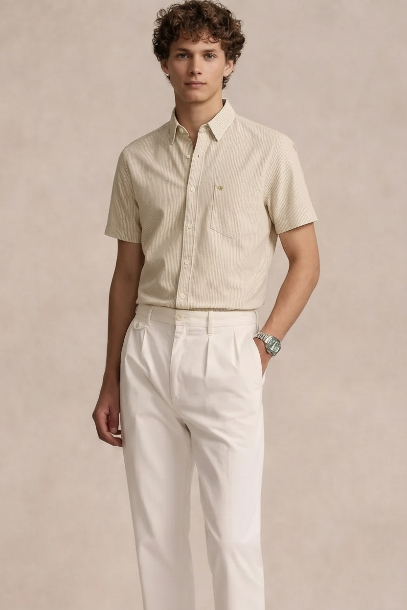 Men Natural Striped Casual Shirt