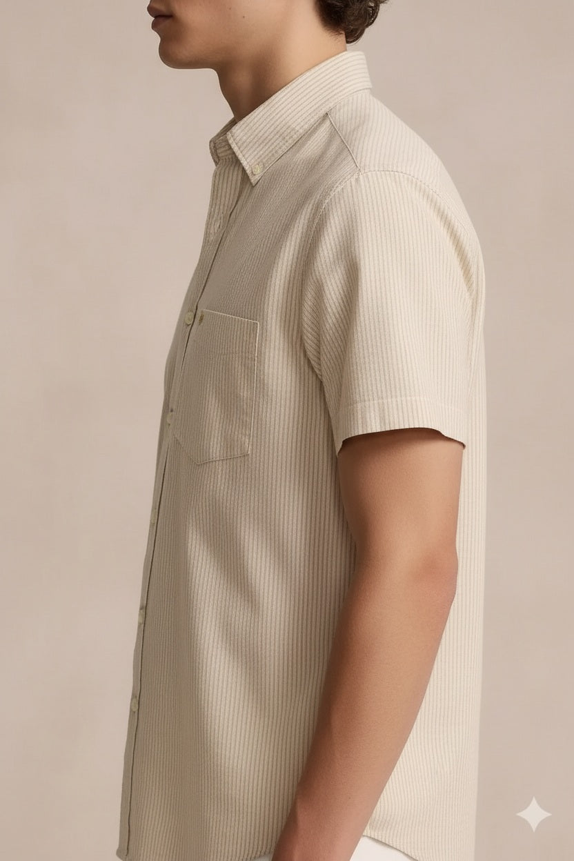 Men Natural Striped Casual Shirt