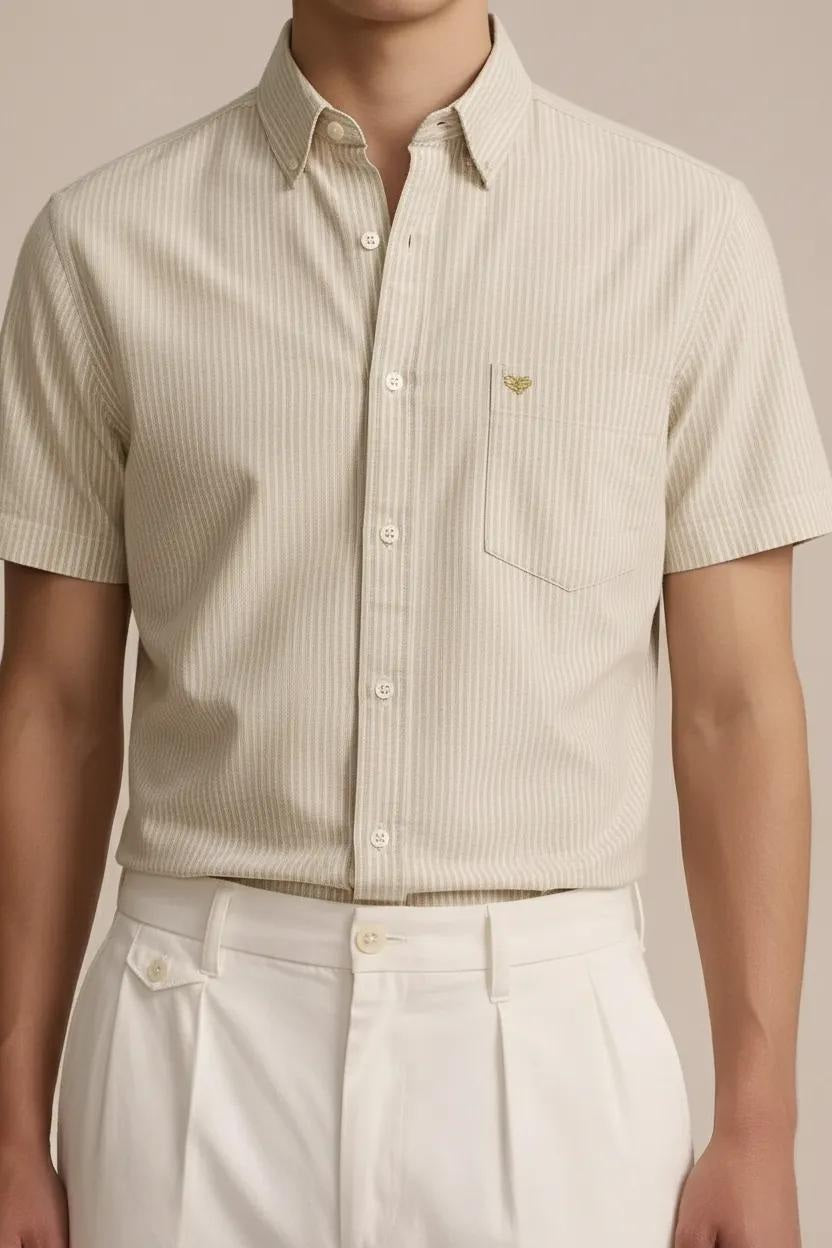 Men Natural Striped Casual Shirt