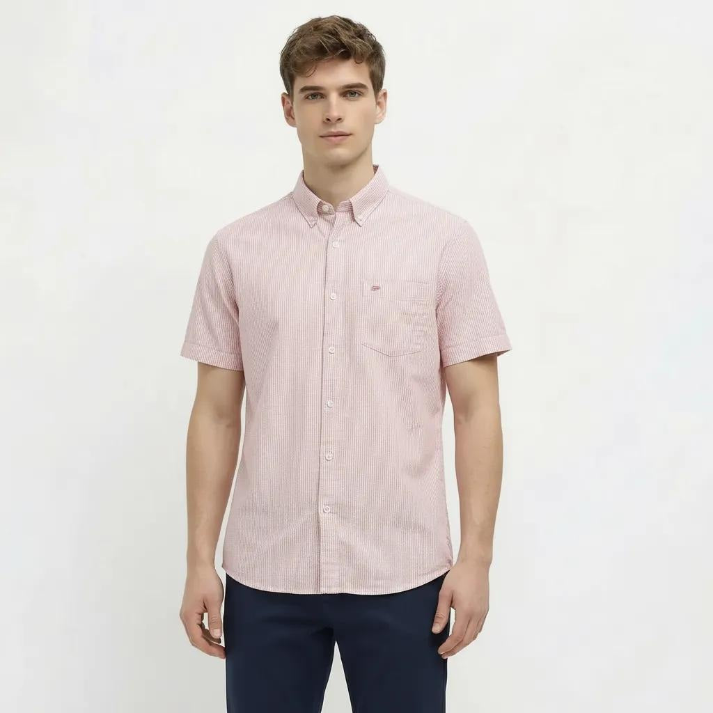 Men Pink Solid Polo Neck Shirt