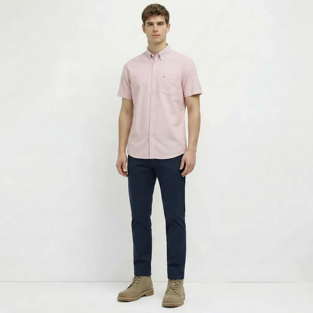 Men Pink Solid Polo Neck Shirt