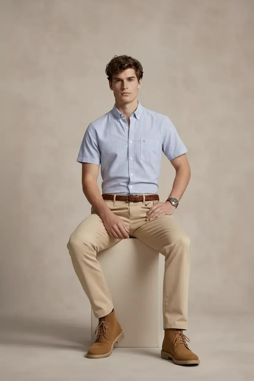 Men Sky Striped Casual Shirt