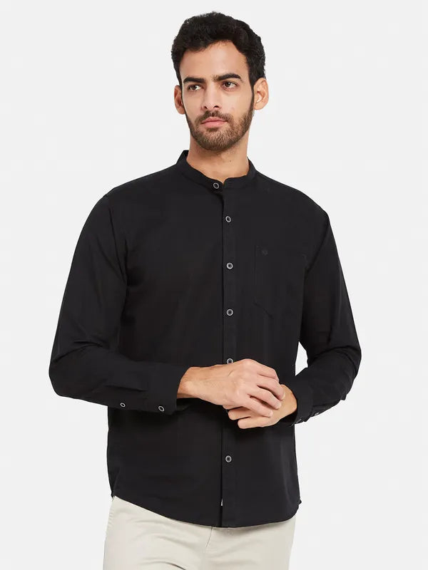 Mettle Men Black Opaque Casual Shirt