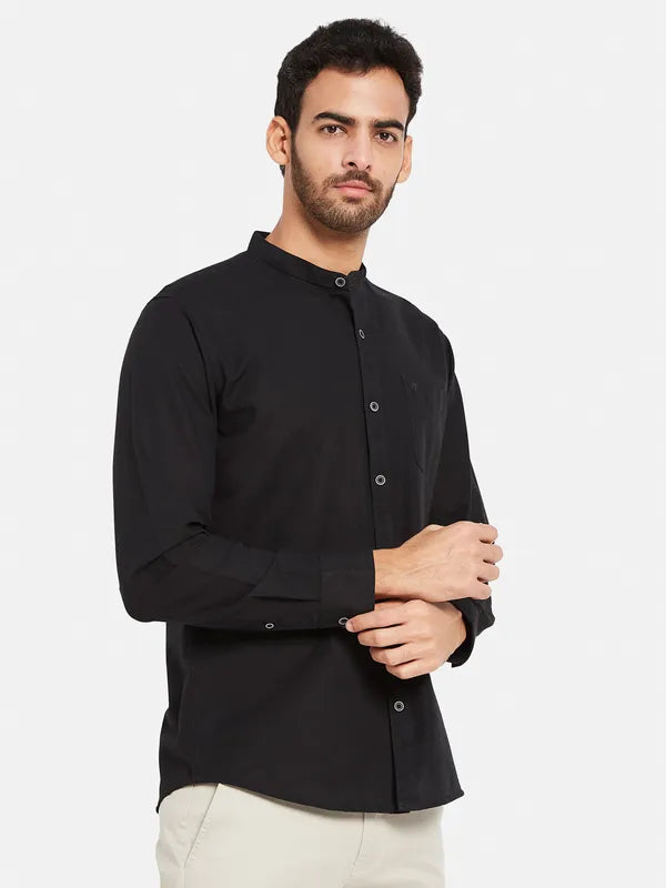 Mettle Men Black Opaque Casual Shirt