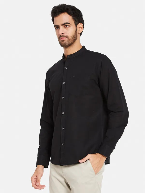 Mettle Men Black Opaque Casual Shirt