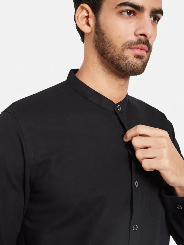 Mettle Men Black Opaque Casual Shirt