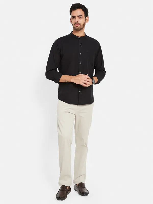 Mettle Men Black Opaque Casual Shirt