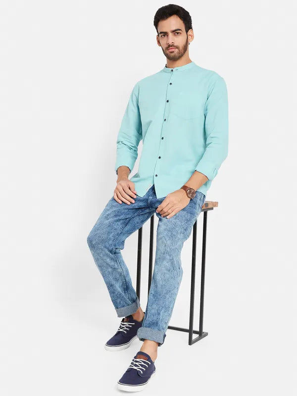 Mettle Men Blue Opaque Casual Shirt