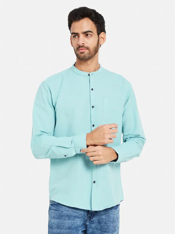 Mettle Men Blue Opaque Casual Shirt