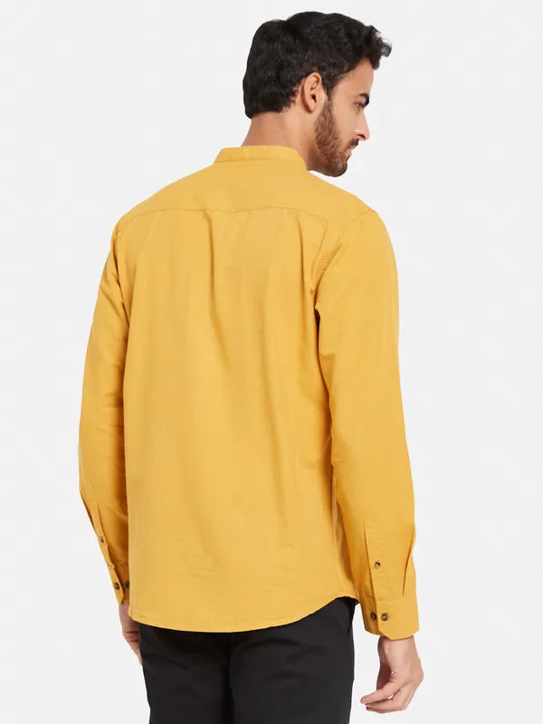 Mettle Men Yellow Opaque Casual Shirt