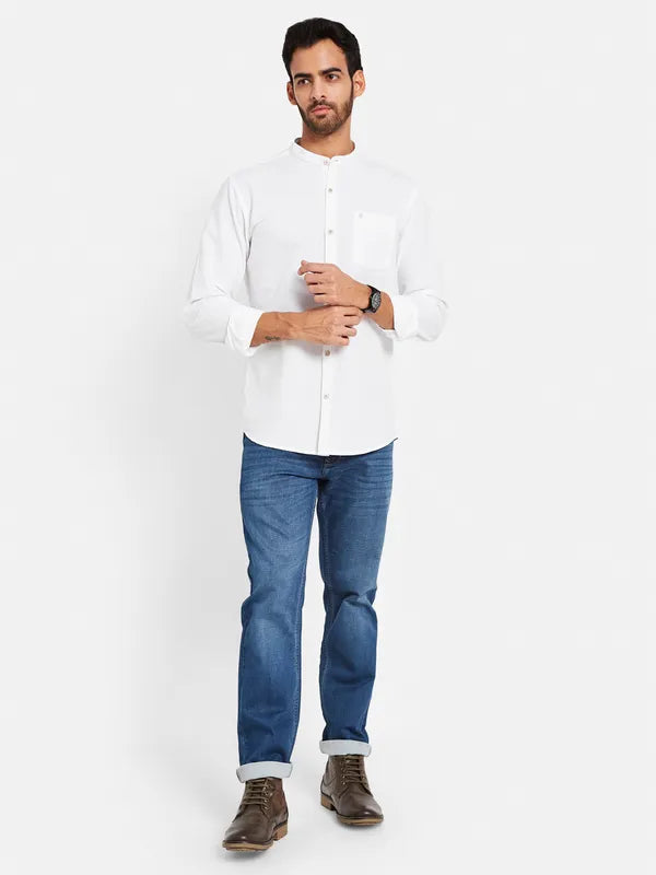 Mettle Men White Opaque Casual Shirt