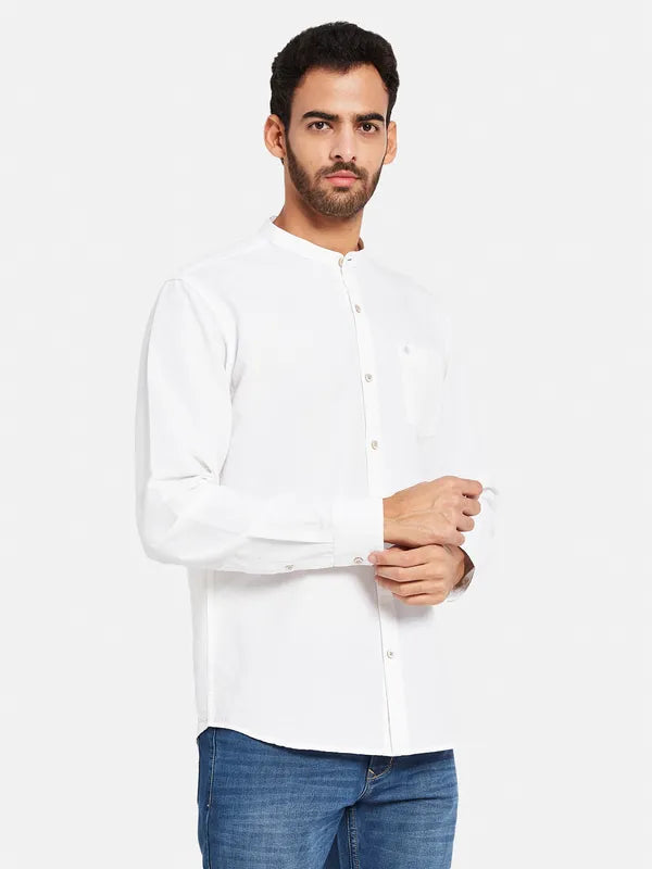 Mettle Men White Opaque Casual Shirt