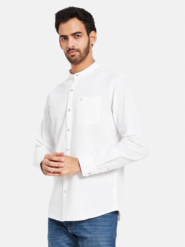 Mettle Men White Opaque Casual Shirt