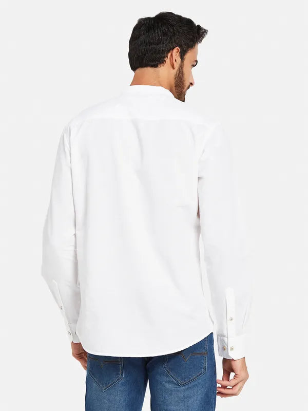 Mettle Men White Opaque Casual Shirt