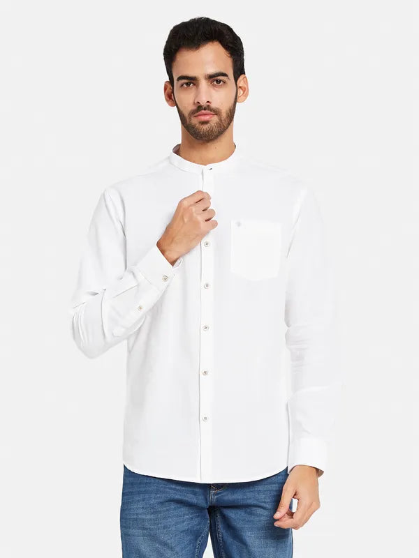 Mettle Men White Opaque Casual Shirt