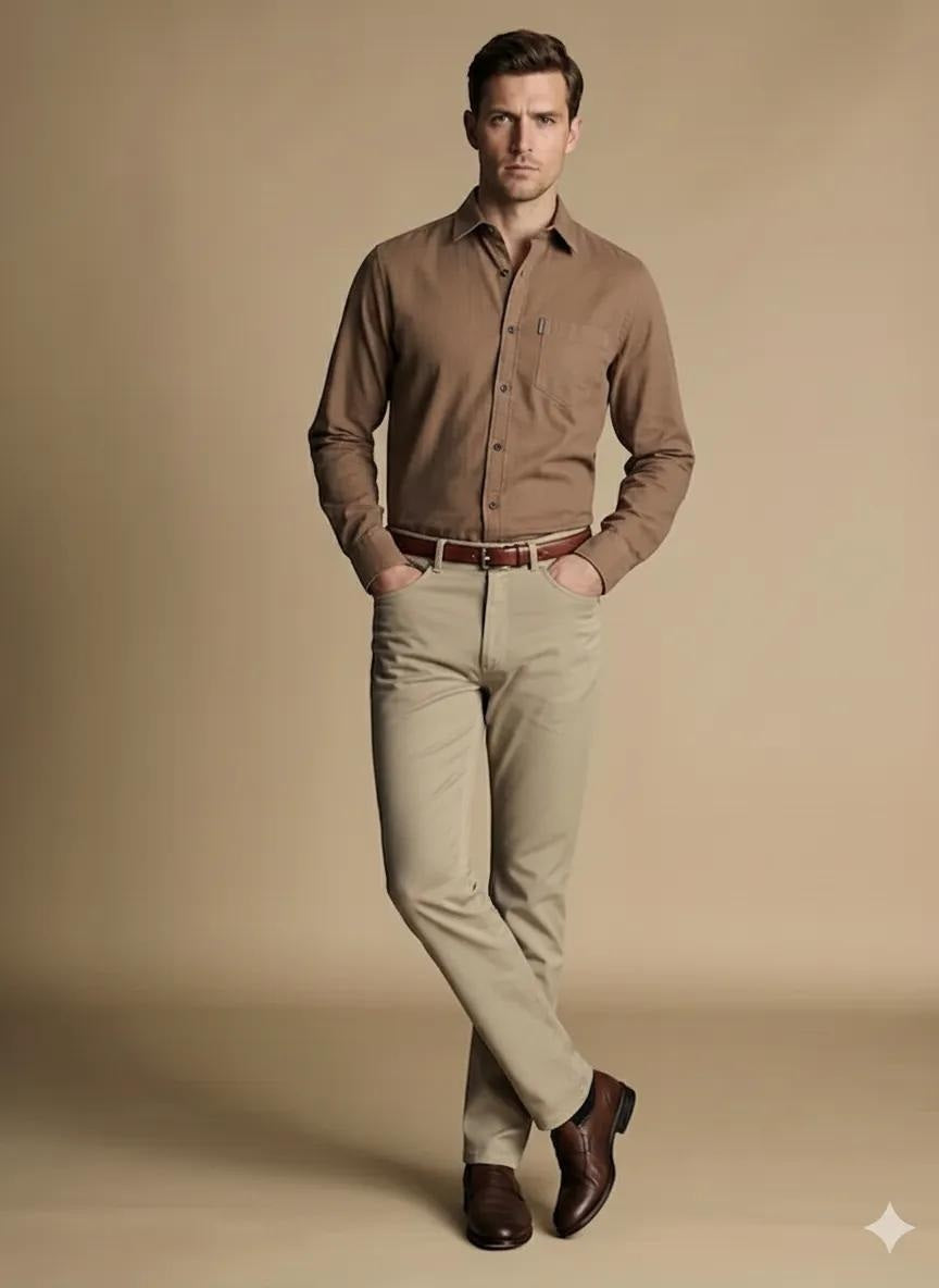 Men Solid Polo Neck Casual Shirt