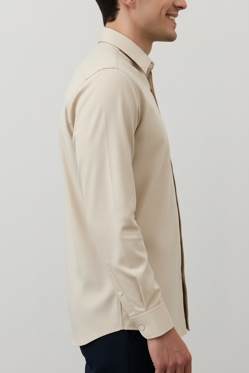 Men Solid Polo Neck Casual Shirt