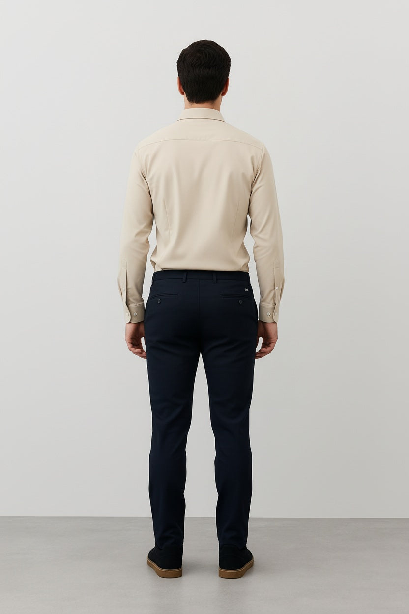 Men Solid Polo Neck Casual Shirt