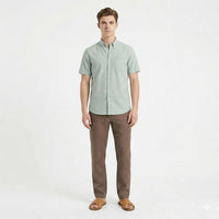 Men Olive Polo Neck Solid Casual Shirt