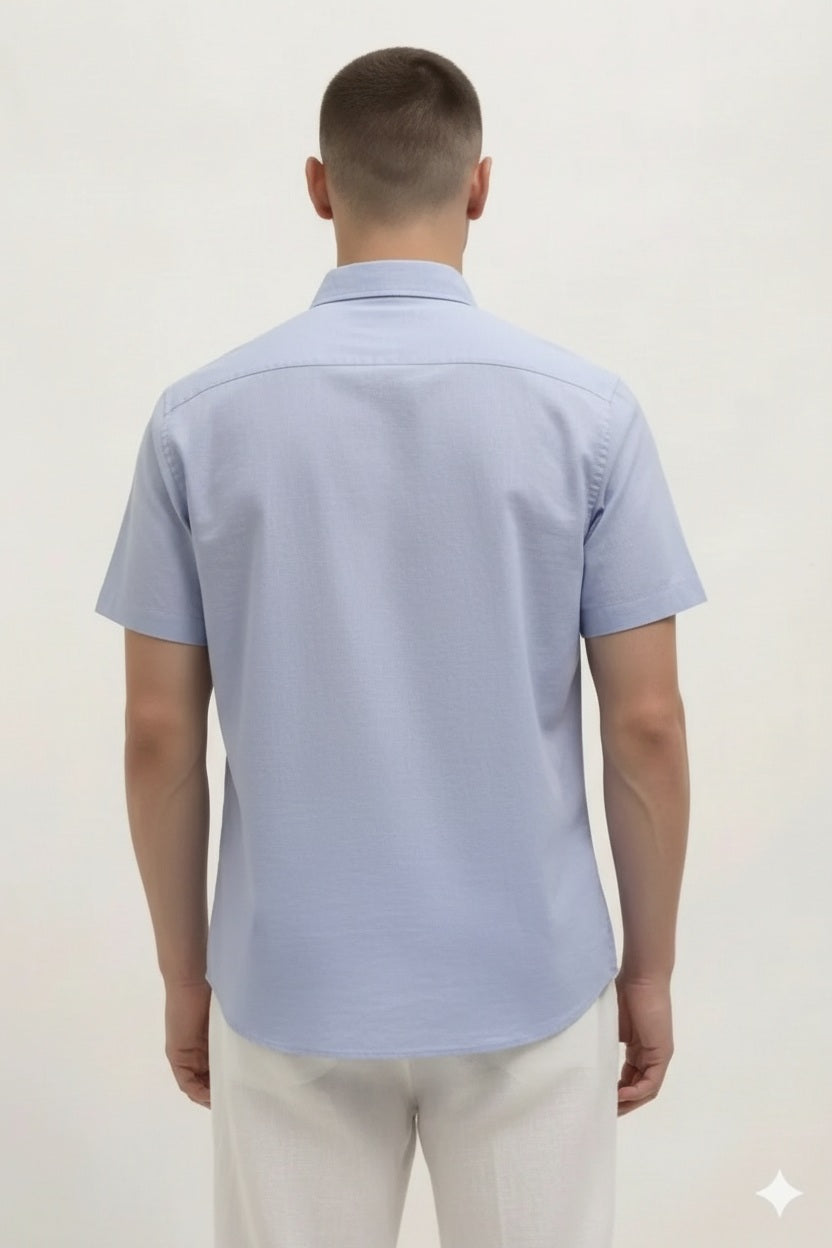 Men Sky Polo Neck Solid Casual Shirt