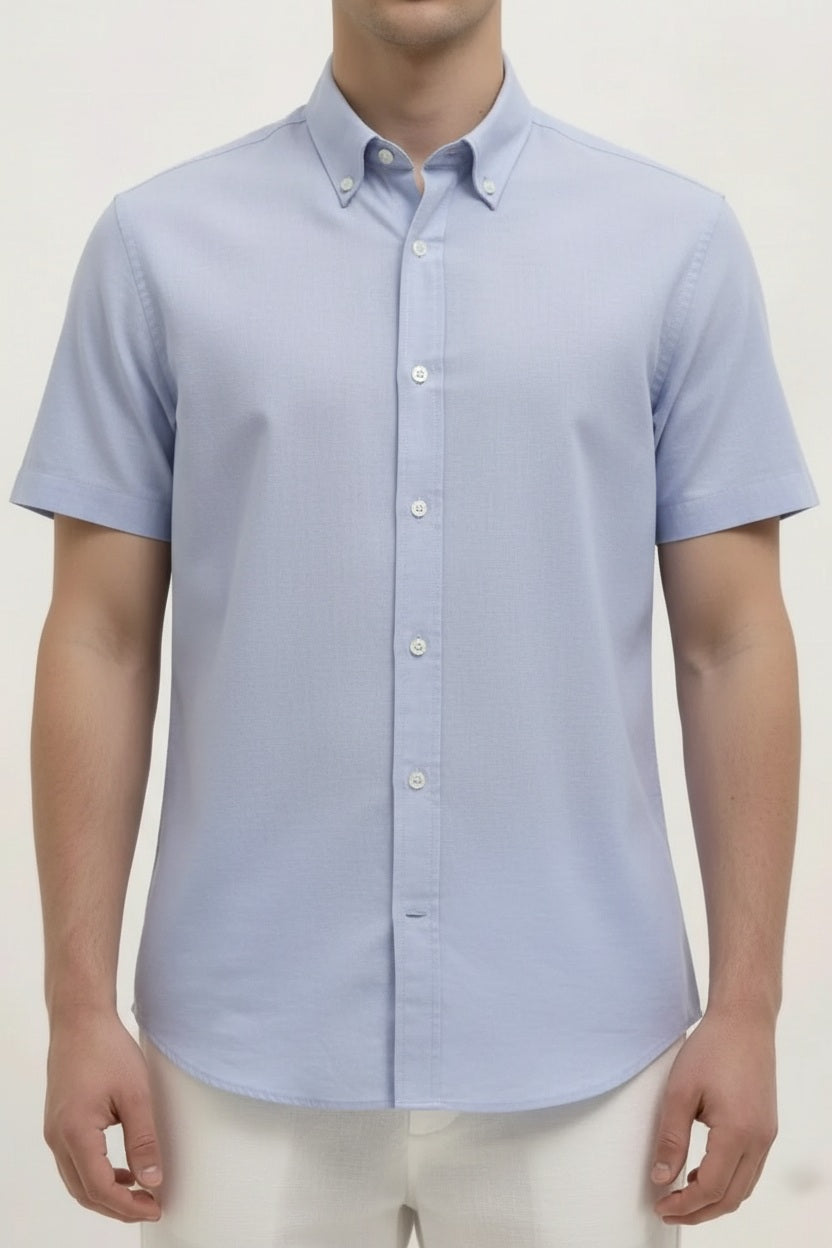 Men Sky Polo Neck Solid Casual Shirt