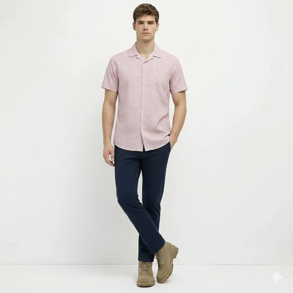 Men Light Pink Printed Casual Shirt