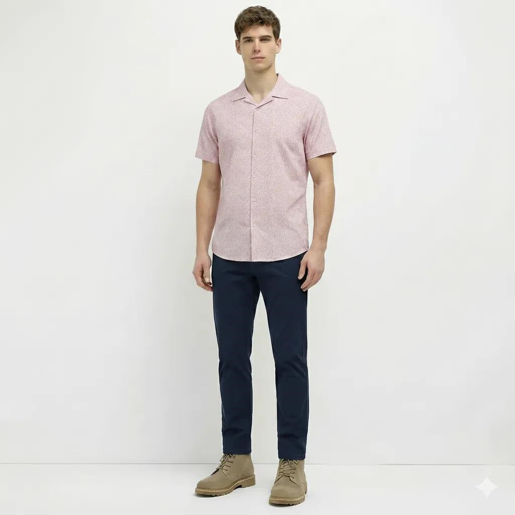 Men Light Pink Printed Casual Shirt