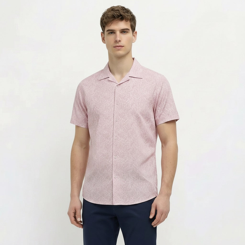 Men Light Pink Printed Casual Shirt