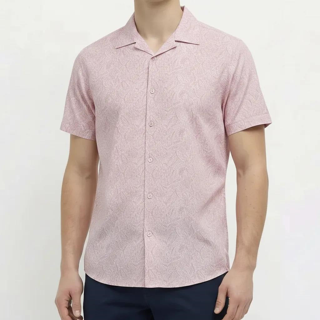 Men Light Pink Printed Casual Shirt